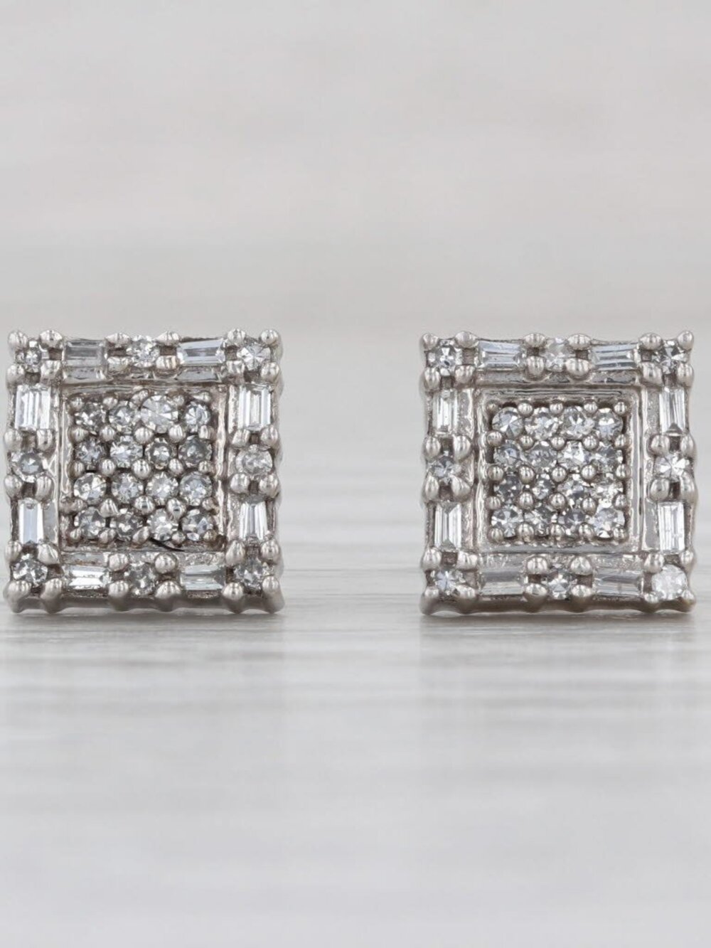 0.36ctw Diamond Square Frame Stud Earrings 14k White Gold